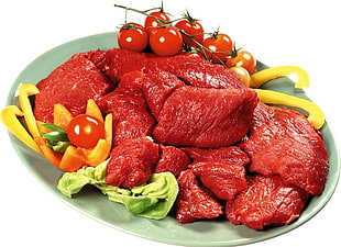 red raw meat on white ceramic tray